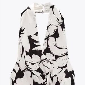 Zara Black and White Halter Top
